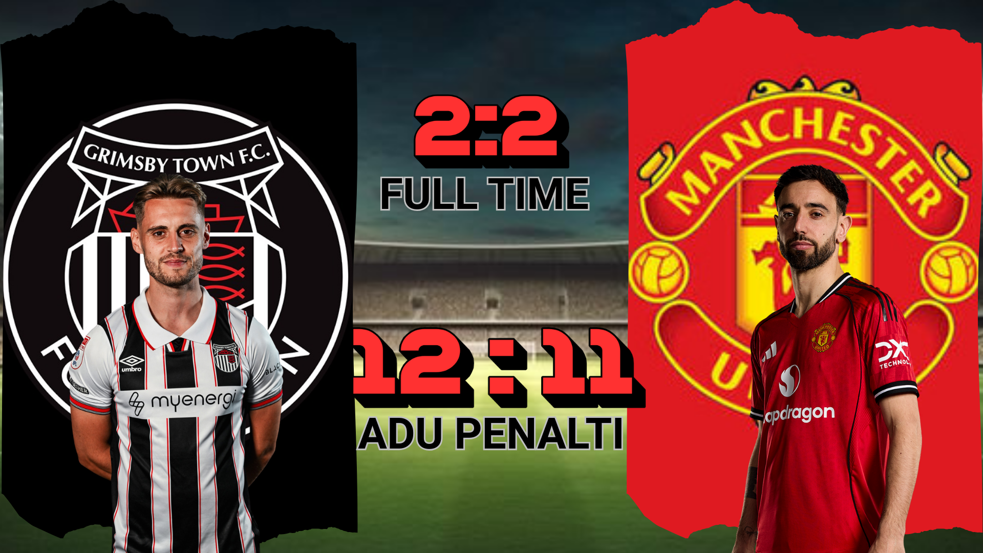 Grimsby vs Manchester United adu penalti